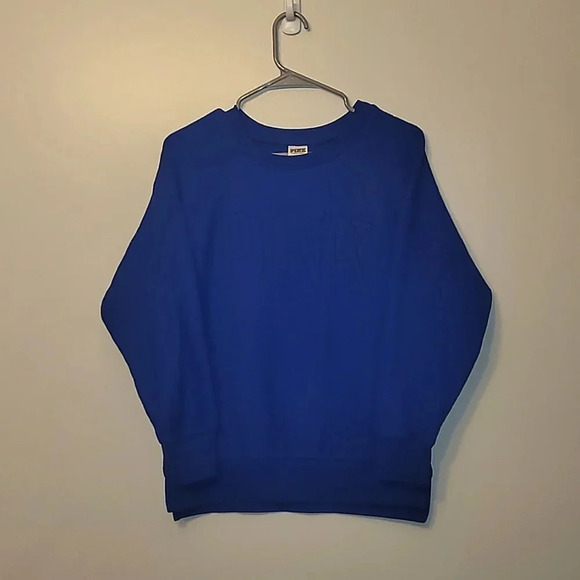 Victoria's Secret PINK women's XS all blue crewneck warm fuzzy sweater LOT E12 - Picture 1 of 8